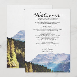 Programa Itinerario de Bienvenida de Boda Montañas Acuarela