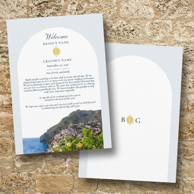 Programa Itinerario de Boda Arco Costa Amalfi Italia Limone (Amalfi Coast Arch Italy Lemons Wedding Itinerary Program)