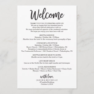 Programa Itinerario de Boda - Carta de Bienvenida de Boda