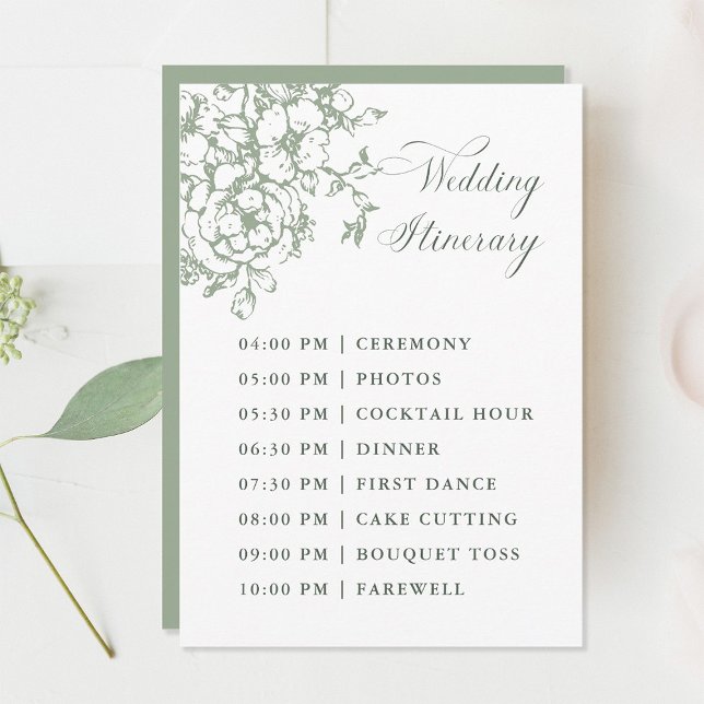 Programa Itinerario de boda clásico jardín Sage Verde (Subido por el creador)