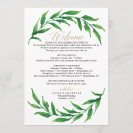 Programa Itinerario de Boda de Jardín Carta de Bienvenida