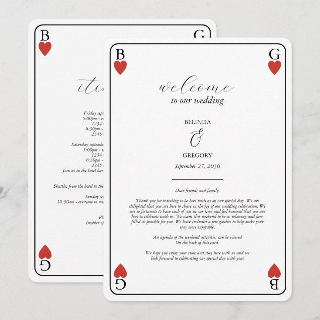 Programa Itinerario de Boda de tarjetas de Juguete (Anverso / Reverso)