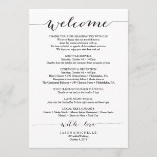 Programa Itinerario de Boda en Letra Script Rústica - Bienv
