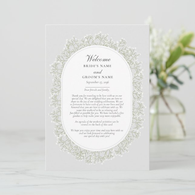 Programa Itinerario de Boda Floral Gypsophila Aliento de Be (Anverso de pie)