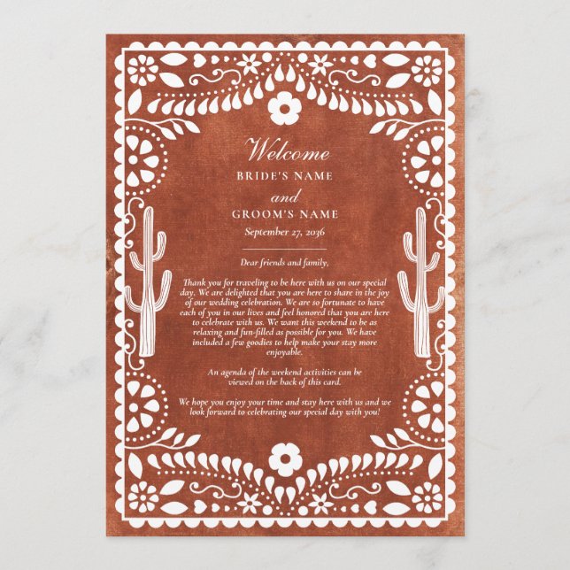 Programa Itinerario de Boda Mexicana Papel Picado Boda (Anverso)