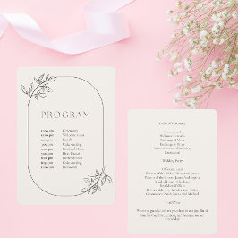 Programa Itinerario de Boda Minimalista Crema
