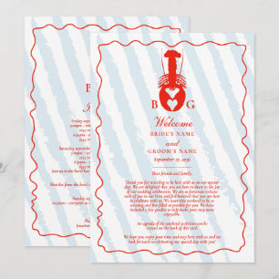 Programa Itinerario de Boda Rayas Azules Corazón de Langost