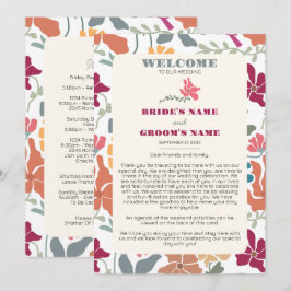 Programa Itinerario de Boda Retro Floral Boho Chic