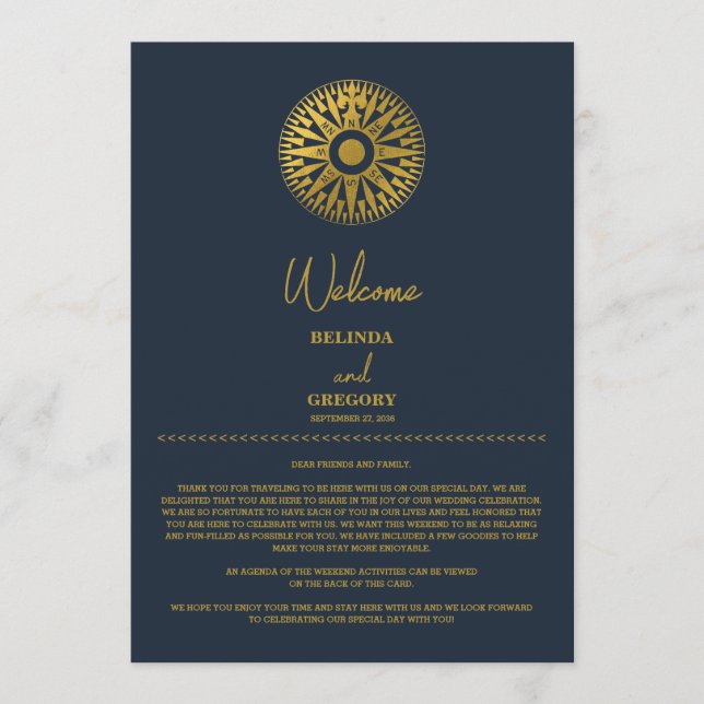 Programa Itinerario de la brújula de Passport de bodas de d (Anverso)