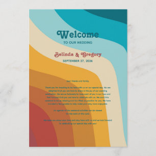 Programa Itinerario del Boda arcoiris retro 70