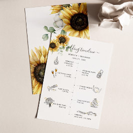 Programa Itinerario del Boda floral de girasol con iconos