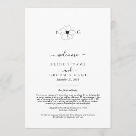 Programa Itinerario del monograma de flor silvestre dibujad