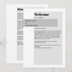 Programa Itinerario moderno Boda blanco y negro