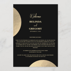 Programa Itinerario moderno de Bodas abstractos de oro y ne