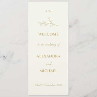Programa Ivory Monogram Botanical Minimalist Wedding 