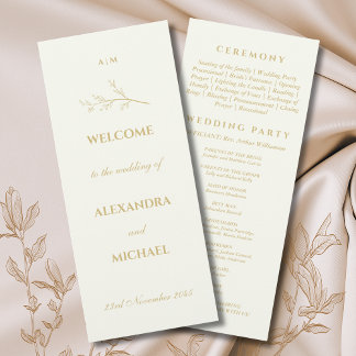 Programa Ivory Monogram Botanical Minimalist Wedding