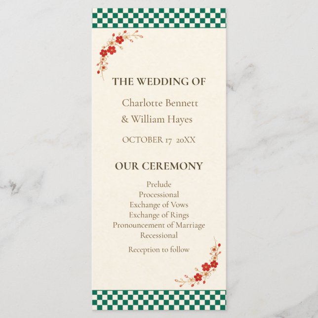 Programa Japanese Sakura Ichimatsu Wedding Program (Anverso)