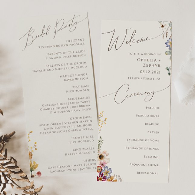 Programa Jardín de flores silvestres coloridas | Boda beige (Subido por el creador)