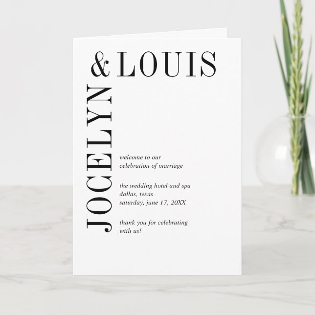 Programa Jocelyn Black and White Modern Boda (Anverso)
