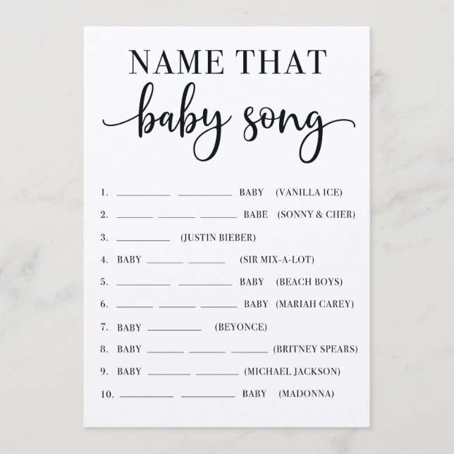 Programa Juego de Baby Shower de la canción del bebé (Anverso)