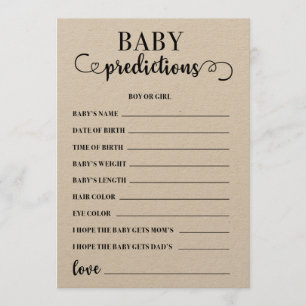Programa Juego de Baby Shower de Predicciones para Bebés