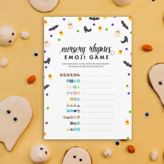Programa Juego de ducha con rima de emoji de guardería para (Nursery thyme emoji baby shower game for Halloween or October baby showers)