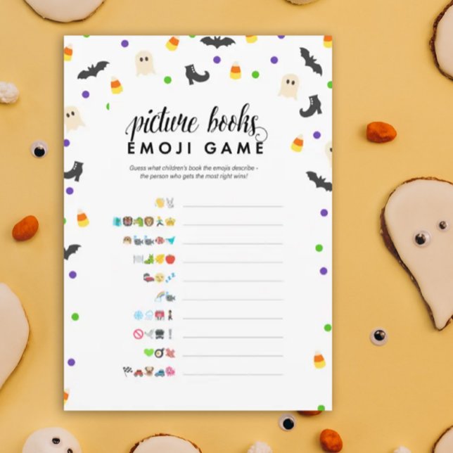 Programa Juego de ducha de emoji del libro de imágenes temá (Halloween theme baby shower game Picture Books Emoji Game)