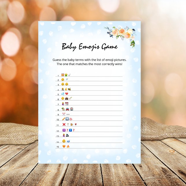 Programa Juego de ducha de la Emoji Floral Blue Baby Cub de (Subido por el creador)