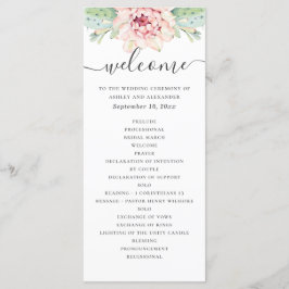 Programa La acuarela suculenta boda. Cactus florales rosado