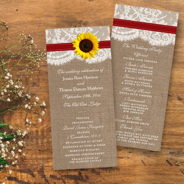 Programa La colección de Bodas de girasol rústico - Rojo (Subido por el creador)