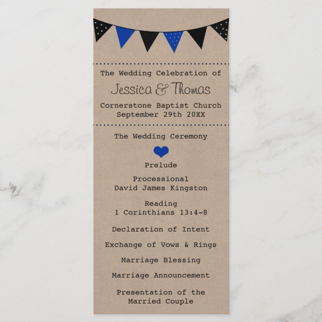 Programa La moderna colección de Bodas de Bunting Blue (Anverso)