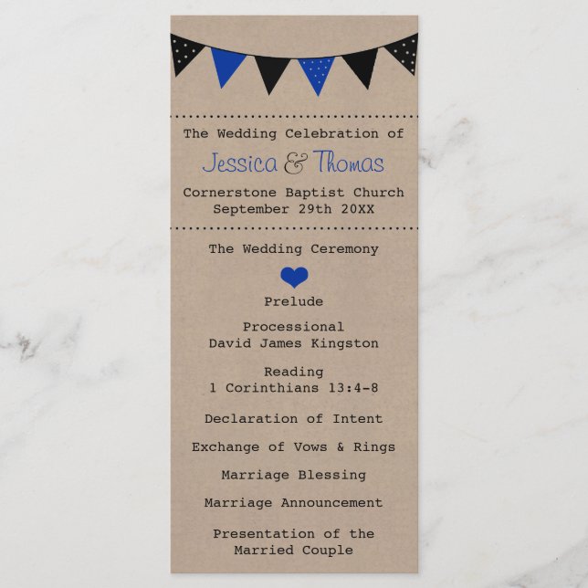 Programa La moderna colección de Bodas de Bunting Blue (Anverso)