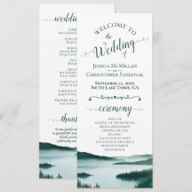 Lago Pacífico de Montaña Boda Rústica de Acuarela