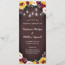 Programa Las jarras de girasol iluminan Boda Rubor de mader