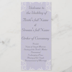 Programa Lavanda elegante con Boda de Swirls Blanco
