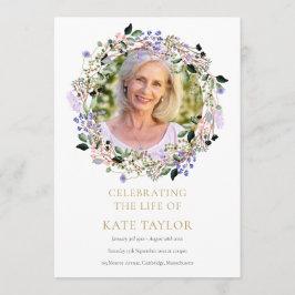 Programa Lavender Floral Photo Funeral Orden De Servicio