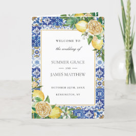 Programa Lemon Floral Greenery Azure Mosaic Tiles Boda