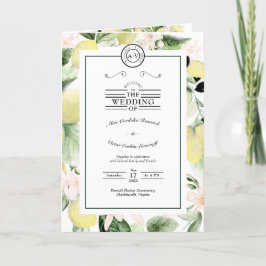 Programa Lemon Floral Monograma Blanco Boda plegado