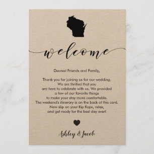 Programa Letra de la recepción de la boda de Wisconsin y