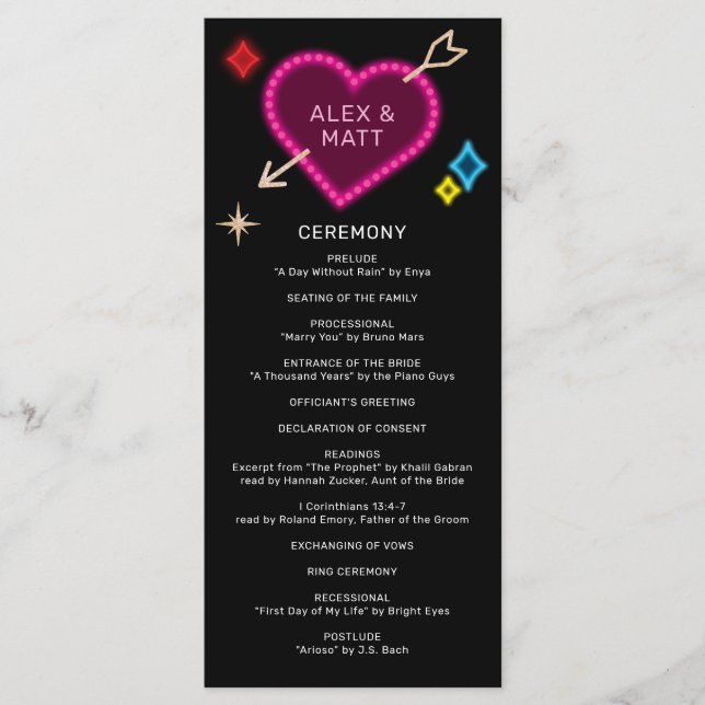 Programa Letrero de marquesina de neón de boda en Las Vegas (Anverso)