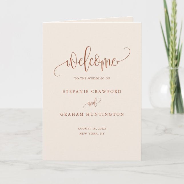 Programa Libreto de boda con caligrafía bonita terracota bo (Anverso)