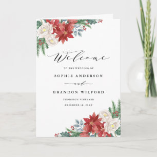 Programa Libreto de boda floral de Navidad en acuarela para