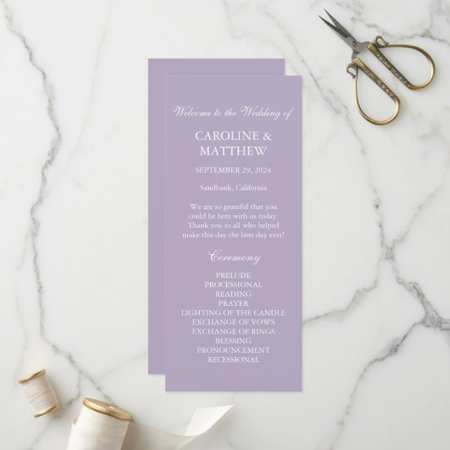 Programa Lila Violeta Simple Boda Moderna  (Anverso/Reverso In Situ)
