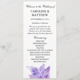 Programa Lilac Purple Floral Elegant Modern Wedding 