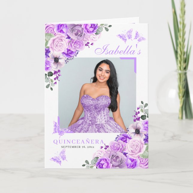 Programa Lilac Purple Quinceanera Tiara Butterflies (Anverso)