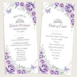 Programa Lilac Silver Floral Quinceanera Order of Events