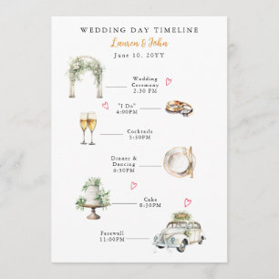 Programa Línea de tiempo del día de la boda ilustrada