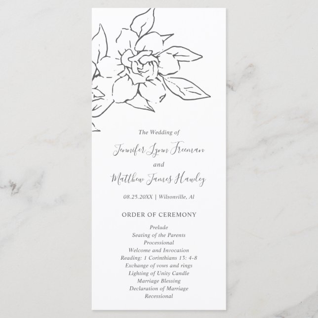 Programa Línea Neutral Arte Boda Floral Elegante (Anverso)
