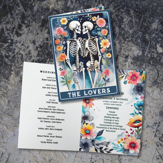 Programa Los amantes de Tarot Skeletons Boda gótico floral (Subido por el creador)
