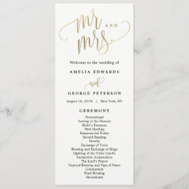 Programa Lovely Calligraphy Wedding Program Faux Gold